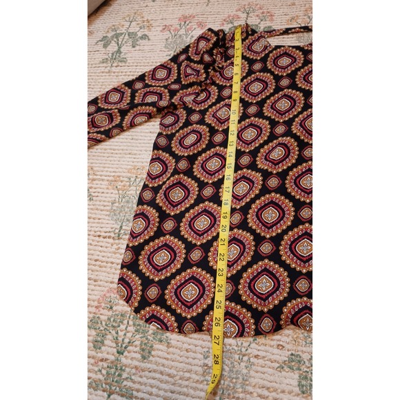 LOFT Medallion Print Ruffle Shoulder Blouse Womens L Bar Back Boho Top - Picture 13 of 14